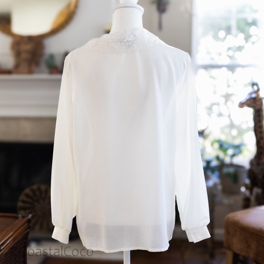 Southern Lady 15/16 Blouse White Romantic Lace Cottagecore Victorian Prairie - Picture 4 of 14